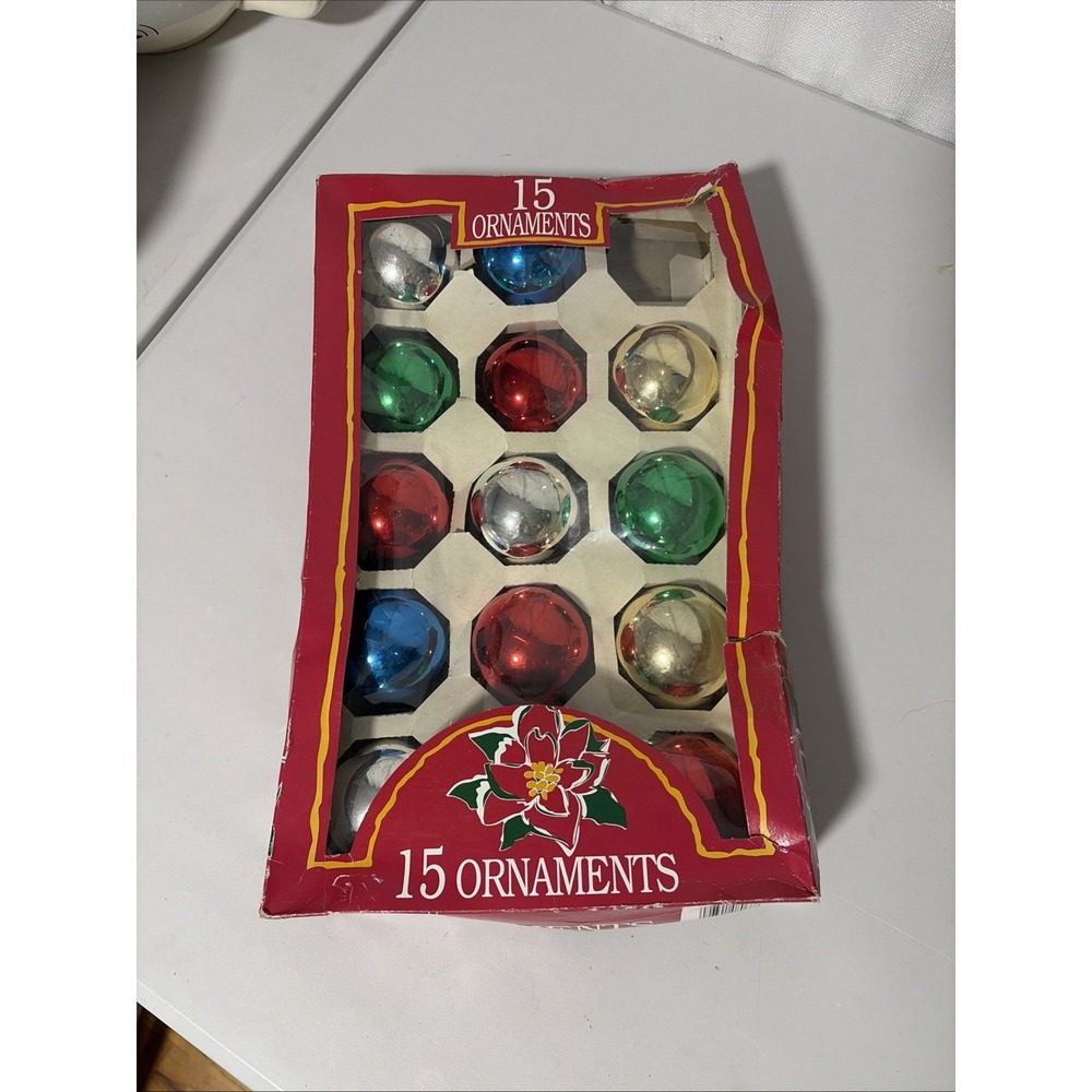 14 VTG Rauch USA Mercury Glass Christmas Ornaments Original Box 2.25" 8061-58